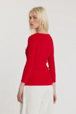 Maglia DENEUVE maniche tre quarti scollo a V con bottoncini più taschino costina - immagine 3